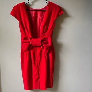 VINTAGE union made red velvet midi cocktail dress